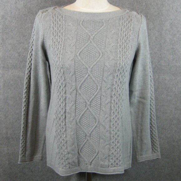 Karen Scott Cable Knit Sweater Gray Small NWT - Picture 1 of 5